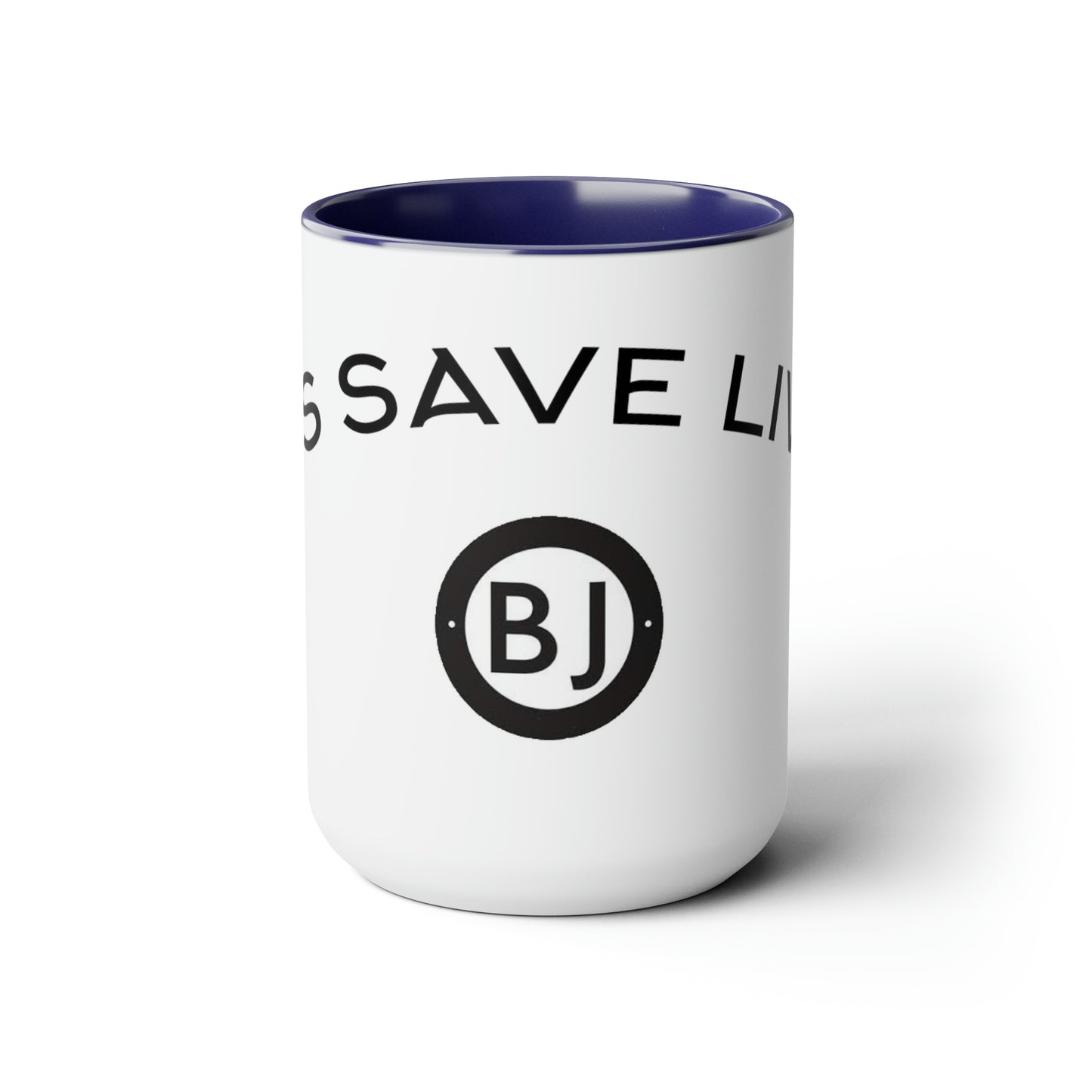 "BJ'S SAVE LIVES" Two-Tone Coffee Mugs, 15oz